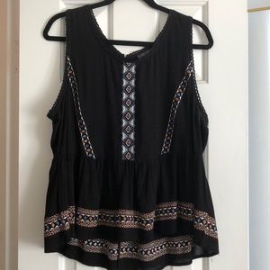 Forever 21 black embroidered blouse